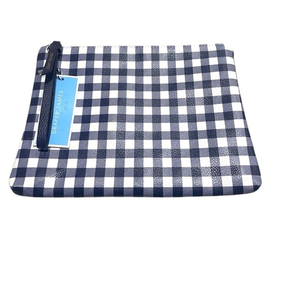 Draper James Blue Checkered Gingham Wristlet Pouch Wallet Bag - NWT Southern - Picture 1 of 15